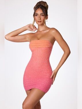 spellbound holographic ruched bodycon mini dress in pink SPELLBOUND Oh Polly - HOLOGRAPHIC RUCHED BODYCON